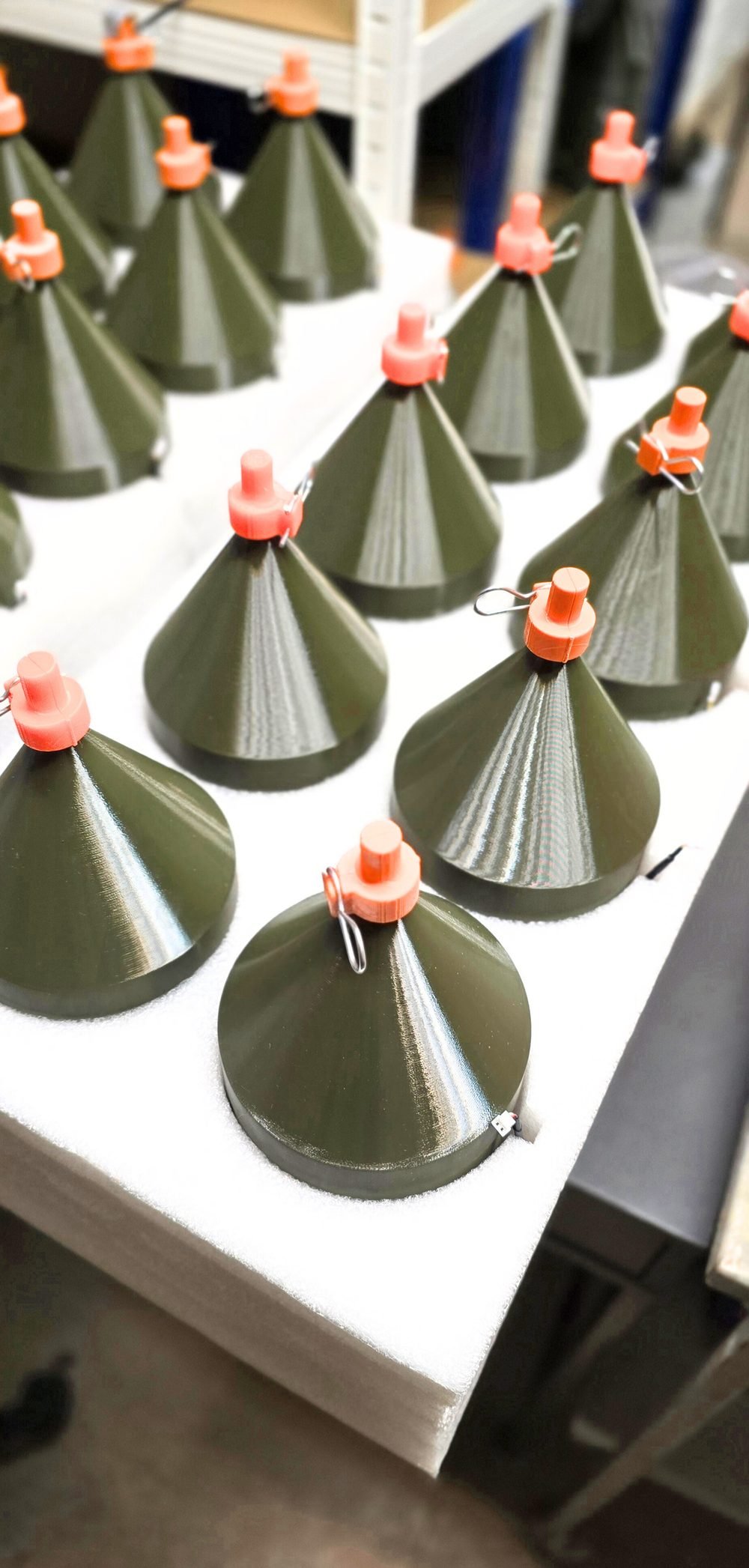 Rows of OPTAC spools in production